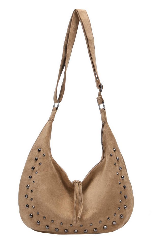 ITALYSHOP24 Schultertasche Damen Tasche MOON Halbmond Cross Over Body Bag Umhängetasche Suedette, Tragekomfort Hüft Brust Bauch Gürtel Rücken Slingtasche Wildlederoptik von ITALYSHOP24