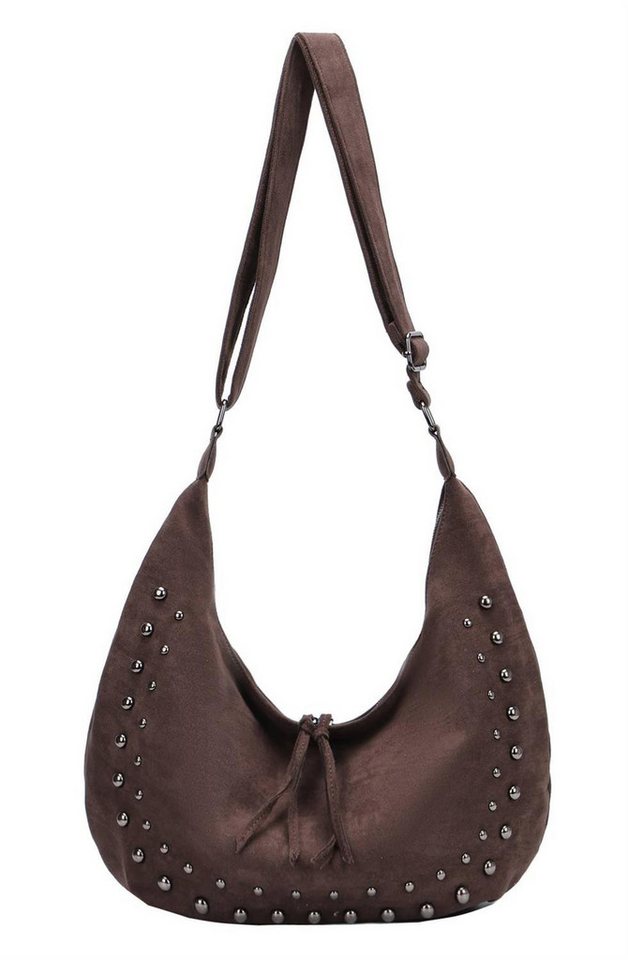 ITALYSHOP24 Schultertasche Damen Tasche MOON Halbmond Cross Over Body Bag Umhängetasche Suedette, Tragekomfort Hüft Brust Bauch Gürtel Rücken Slingtasche Wildlederoptik von ITALYSHOP24