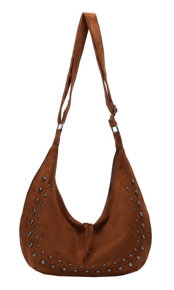 ITALYSHOP24 Schultertasche Damen Tasche MOON Halbmond Cross Over Body Bag Umhängetasche Suedette, Tragekomfort Hüft Brust Bauch Gürtel Rücken Slingtasche Wildlederoptik von ITALYSHOP24