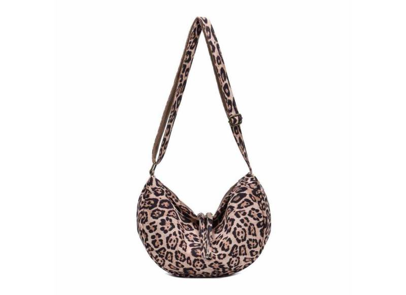 ITALYSHOP24 Schultertasche Damen Tasche MOON Halbmond Cross Over Body Bag Umhängetasche Suedette, Tragekomfort Hüft Brust Bauch Gürtel Rücken Slingtasche Wildlederoptik von ITALYSHOP24