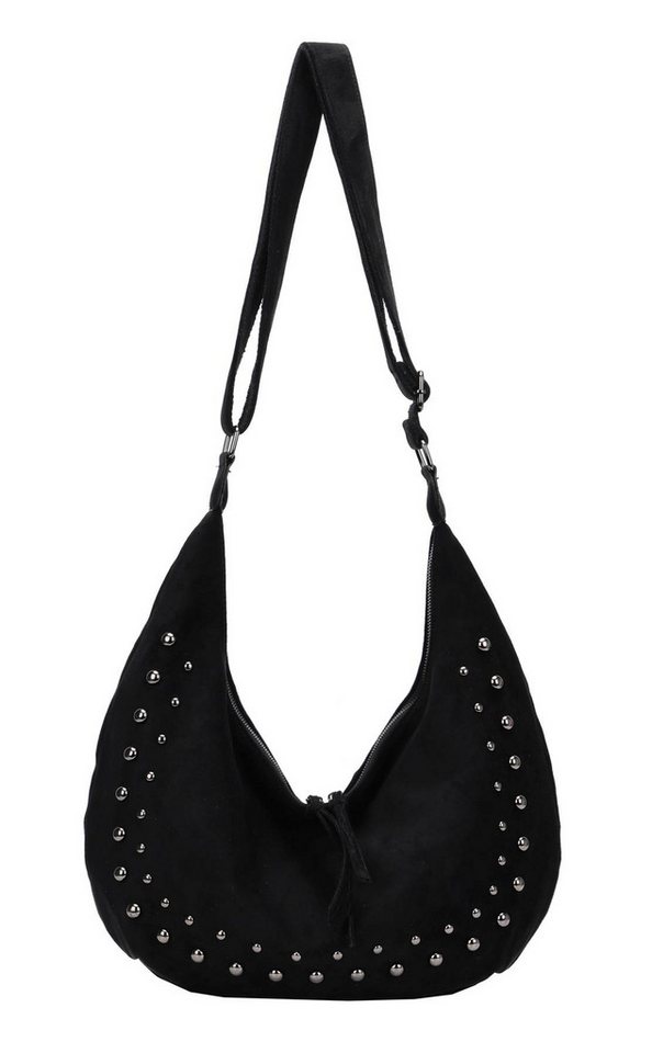 ITALYSHOP24 Schultertasche Damen Tasche MOON Halbmond Cross Over Body Bag Umhängetasche Suedette, Tragekomfort Hüft Brust Bauch Gürtel Rücken Slingtasche Wildlederoptik von ITALYSHOP24