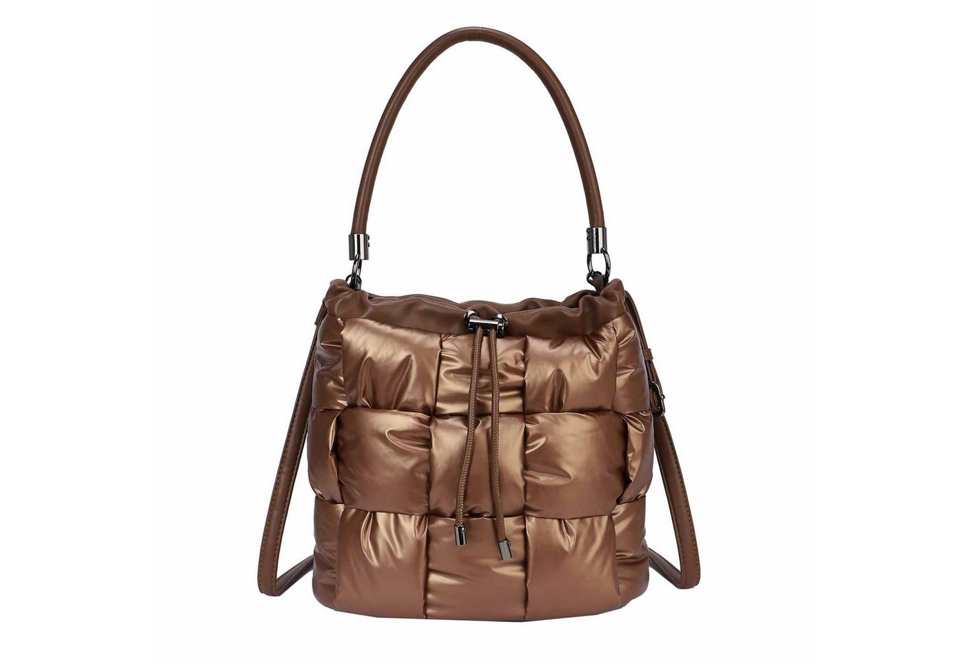 ITALYSHOP24 Schultertasche Damen Tasche Nylon Puffer Shopper Bucket Hobo Bag Crossover Freizeit, Umhängetasche CrossBody Beuteltasche Nylontasche City Bag Reise Leicht von ITALYSHOP24