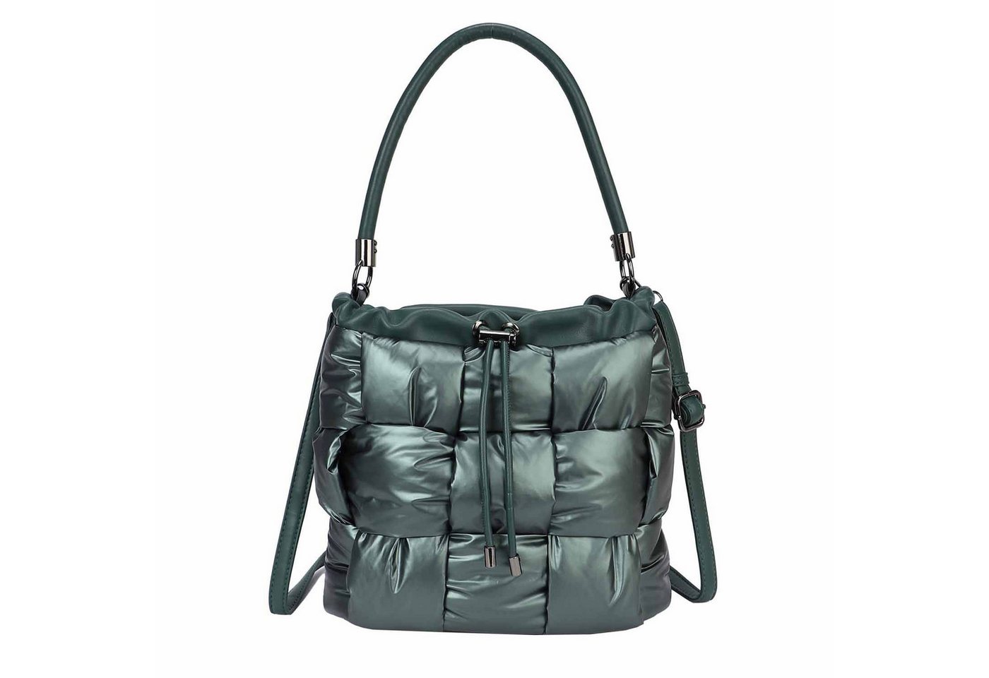 ITALYSHOP24 Schultertasche Damen Tasche Nylon Puffer Shopper Bucket Hobo Bag Crossover Freizeit, Umhängetasche CrossBody Beuteltasche Nylontasche City Bag Reise Leicht von ITALYSHOP24