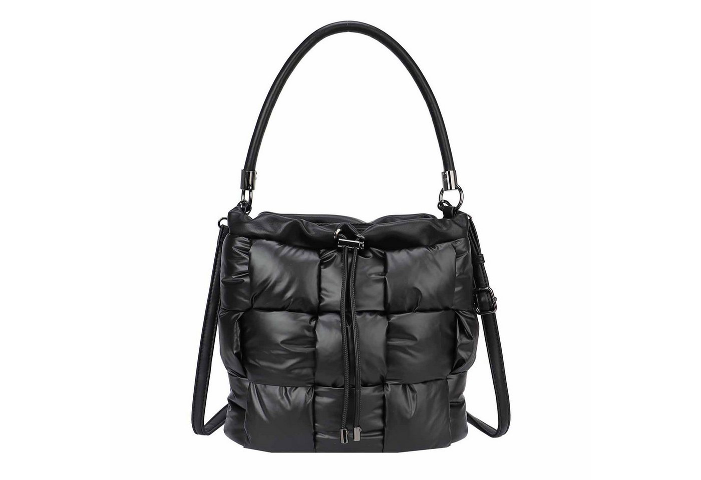 ITALYSHOP24 Schultertasche Damen Tasche Nylon Puffer Shopper Bucket Hobo Bag Crossover Freizeit, Umhängetasche CrossBody Beuteltasche Nylontasche City Bag Reise Leicht von ITALYSHOP24