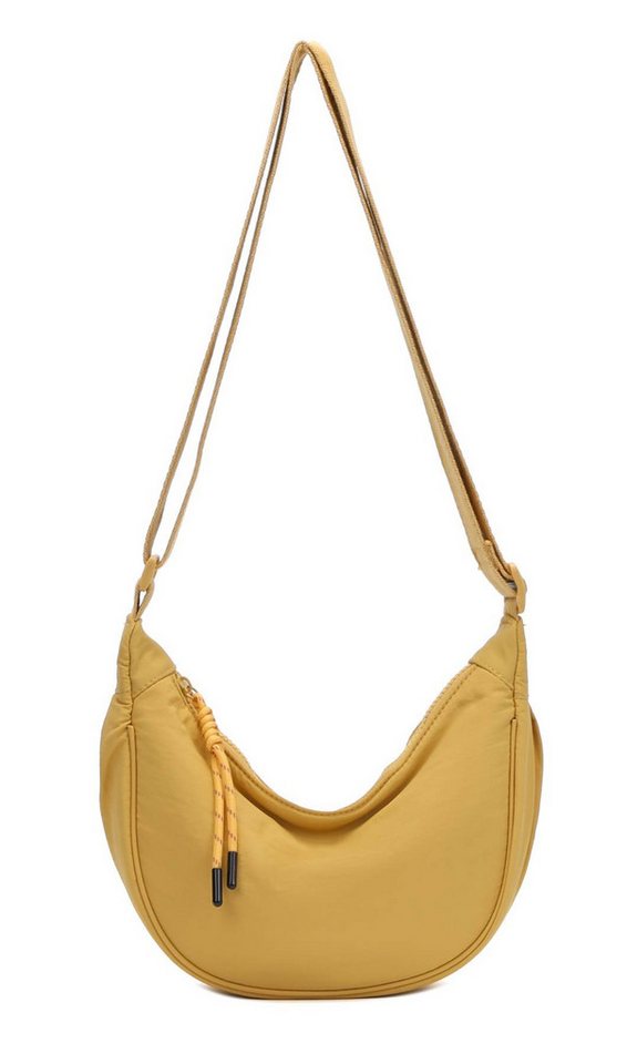 ITALYSHOP24 Schultertasche Damen Tasche Runde Brusttasche MOON Bag CrossBody Crossover Nylon, Umhängetasche Hüfttasche Slingntasche Reise sportlich-modernen Look von ITALYSHOP24