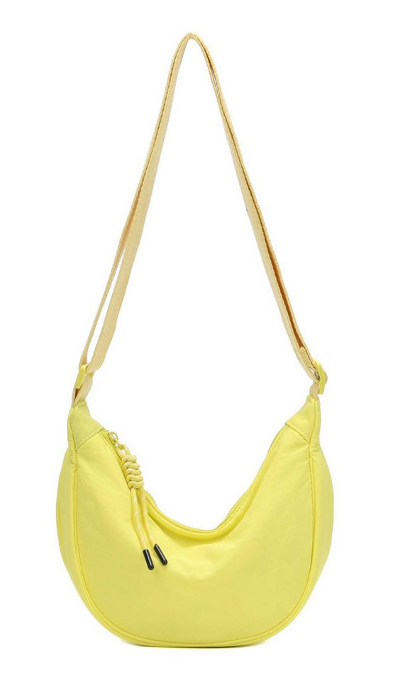 ITALYSHOP24 Schultertasche Damen Tasche Runde Brusttasche MOON Bag CrossBody Crossover Nylon, Umhängetasche Hüfttasche Slingntasche Reise sportlich-modernen Look von ITALYSHOP24