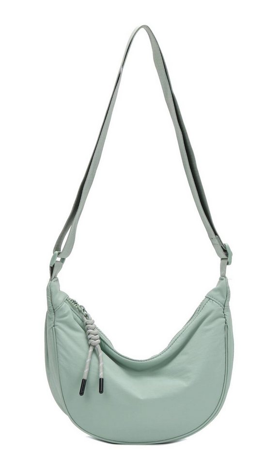 ITALYSHOP24 Schultertasche Damen Tasche Runde Brusttasche MOON Bag CrossBody Crossover Nylon, Umhängetasche Hüfttasche Slingntasche Reise sportlich-modernen Look von ITALYSHOP24