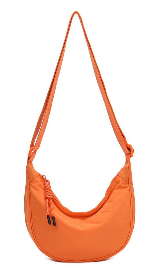 ITALYSHOP24 Schultertasche Damen Tasche Runde Brusttasche MOON Bag CrossBody Crossover Nylon, Umhängetasche Hüfttasche Slingntasche Reise sportlich-modernen Look von ITALYSHOP24