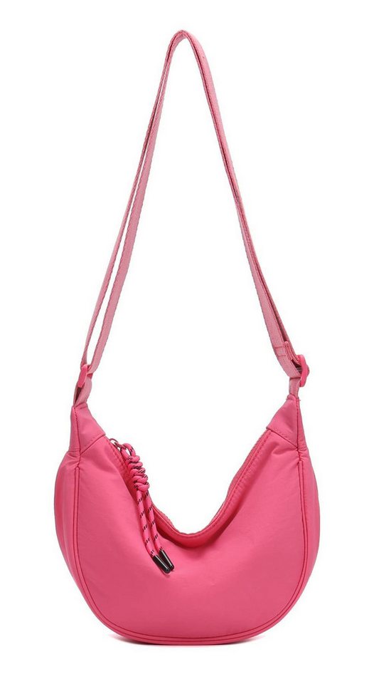 ITALYSHOP24 Schultertasche Damen Tasche Runde Brusttasche MOON Bag CrossBody Crossover Nylon, Umhängetasche Hüfttasche Slingntasche Reise sportlich-modernen Look von ITALYSHOP24