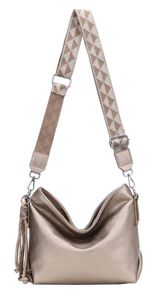 ITALYSHOP24 Schultertasche Damen Tasche Shopper CrossBody Brusttasche Umhängetasche Hobo Bag, Henkeltasche, 3 Fächer, vielseitig, praktisch, stylisch und geräumig von ITALYSHOP24