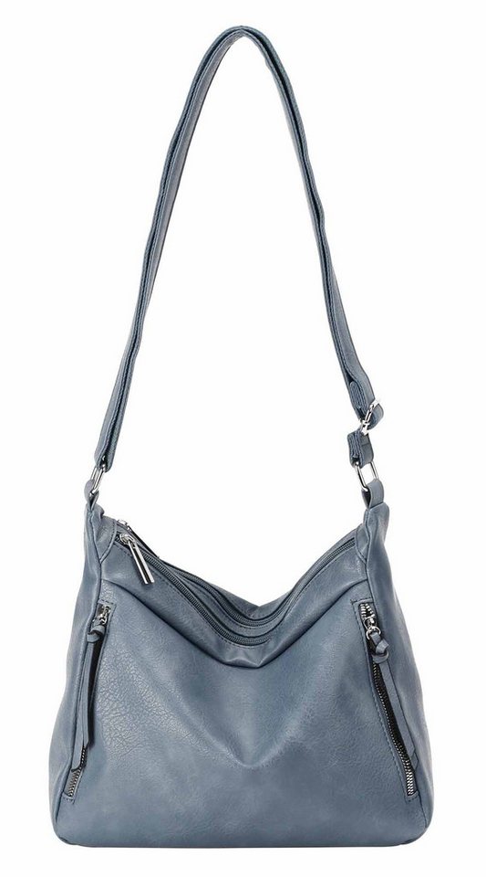 ITALYSHOP24 Schultertasche Damen Tasche Shopper Crossbody Handtasche Umhängetasche Beuteltasche, CrossOver Damentasche Hobo Bag Henkeltasche Reisetasche Leder Optik von ITALYSHOP24