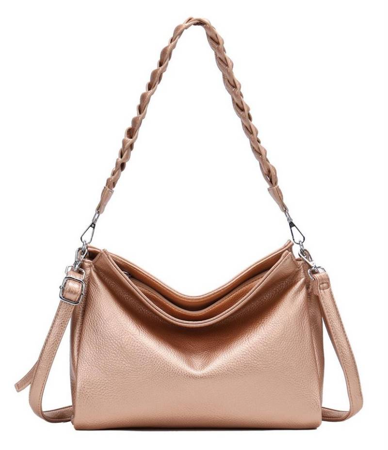 ITALYSHOP24 Schultertasche Damen Tasche Shopper FLECHTOPTIK Hobo Bag Umhängetasche Crossover (Spar-Set: Tasche mit 2 Gürtel, mit Schultergurt), Reisetasche Crossbag Beuteltasche Henkeltasche Urlaub LEDER OPTIK von ITALYSHOP24