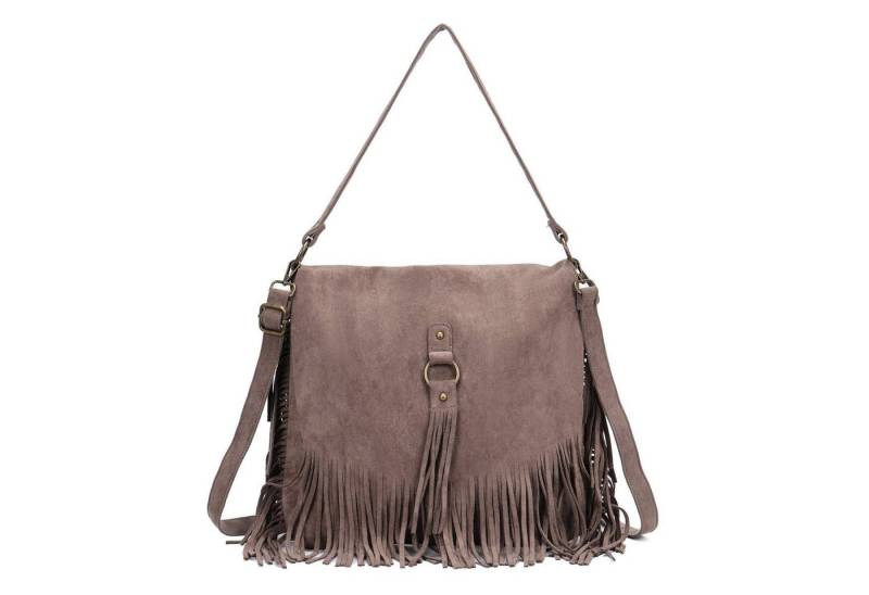 ITALYSHOP24 Schultertasche Damen Tasche Shopper Fransentasche Umhängetasche Boho Crossbody Reise, Fransen Messenger Wildleder Hobo City Bag Beuteltasche Henkeltasche von ITALYSHOP24