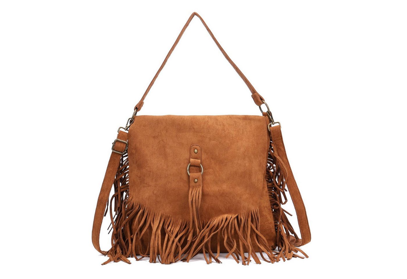 ITALYSHOP24 Schultertasche Damen Tasche Shopper Fransentasche Umhängetasche Boho Crossbody Reise, Fransen Messenger Wildleder Hobo City Bag Beuteltasche Henkeltasche von ITALYSHOP24