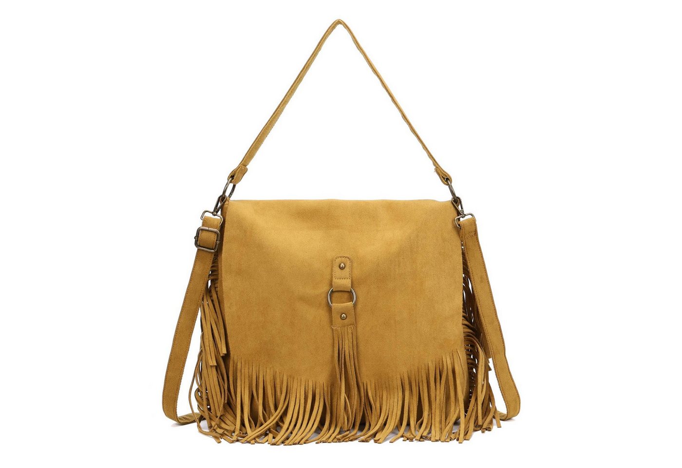 ITALYSHOP24 Schultertasche Damen Tasche Shopper Fransentasche Umhängetasche Boho Crossbody Reise, Fransen Messenger Wildleder Hobo City Bag Beuteltasche Henkeltasche von ITALYSHOP24