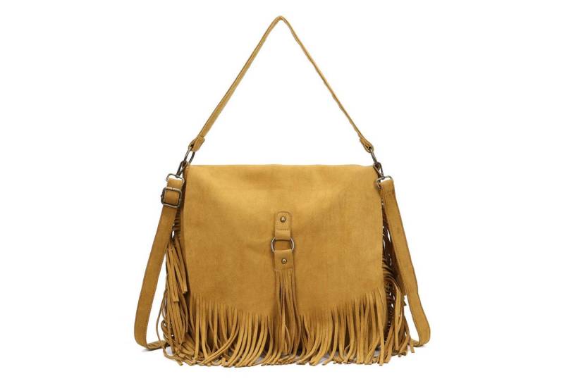 ITALYSHOP24 Schultertasche Damen Tasche Shopper Fransentasche Umhängetasche Boho Crossbody Reise, Fransen Messenger Wildleder Hobo City Bag Beuteltasche Henkeltasche von ITALYSHOP24