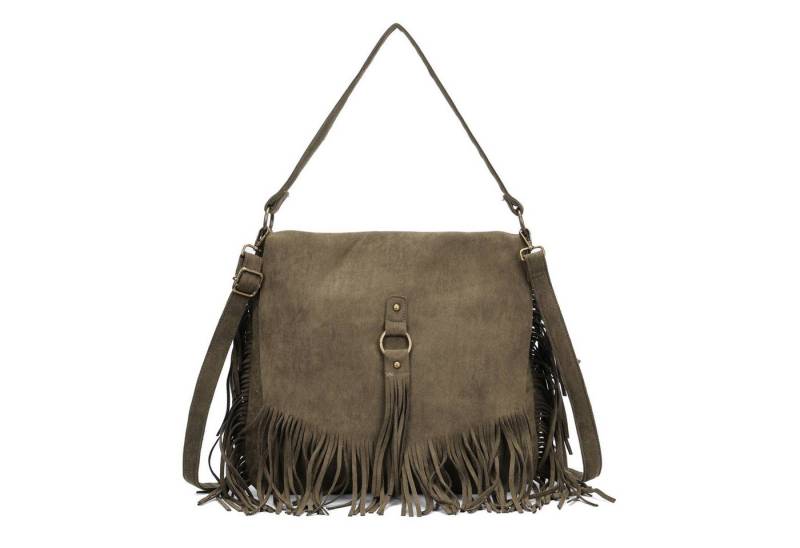 ITALYSHOP24 Schultertasche Damen Tasche Shopper Fransentasche Umhängetasche Boho Crossbody Reise, Fransen Messenger Wildleder Hobo City Bag Beuteltasche Henkeltasche von ITALYSHOP24
