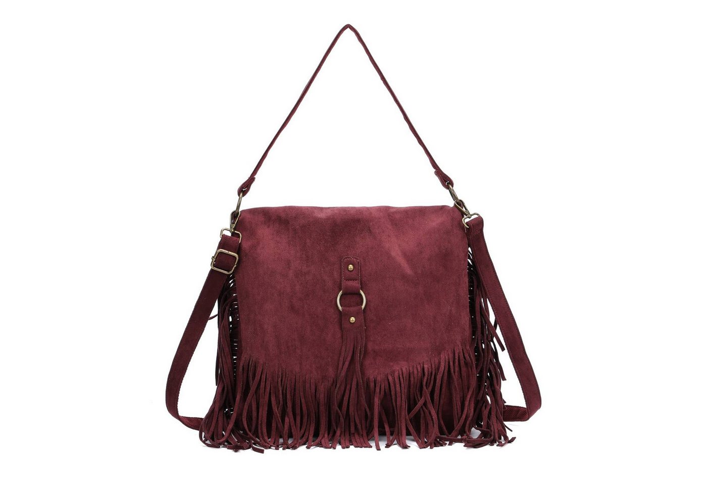 ITALYSHOP24 Schultertasche Damen Tasche Shopper Fransentasche Umhängetasche Boho Crossbody Reise, Fransen Messenger Wildleder Hobo City Bag Beuteltasche Henkeltasche von ITALYSHOP24