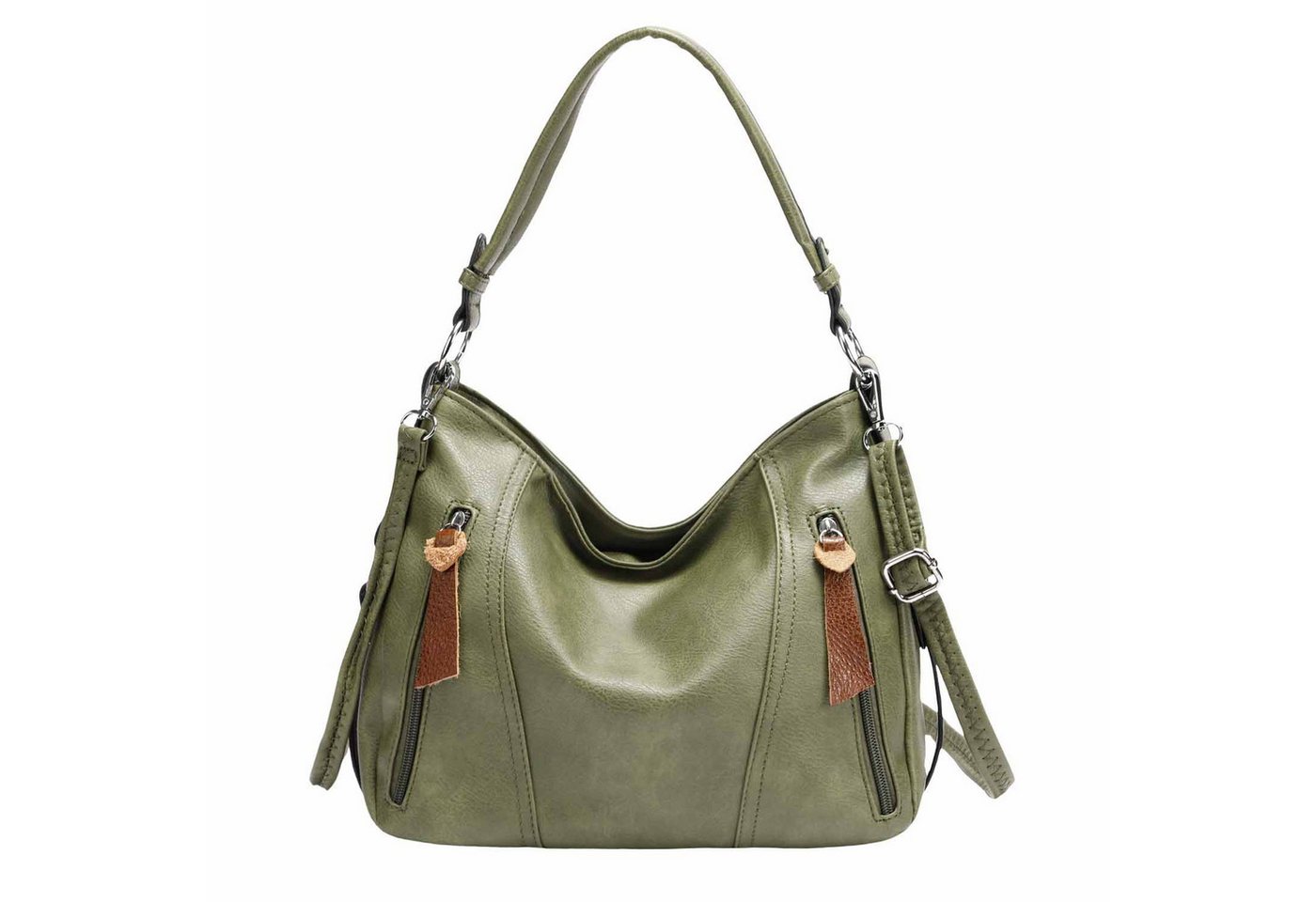 ITALYSHOP24 Schultertasche Damen Tasche Shopper Hobo-Bag Crossbody CrossOver, als Handtasche, Umhängetasche, Shopper tragbar von ITALYSHOP24