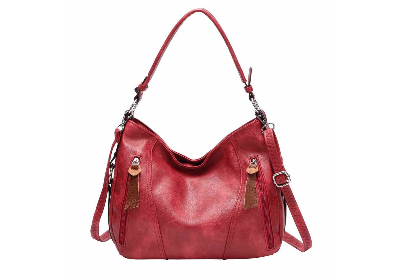 ITALYSHOP24 Schultertasche Damen Tasche Shopper Hobo-Bag Crossbody CrossOver, als Handtasche, Umhängetasche, Shopper tragbar von ITALYSHOP24