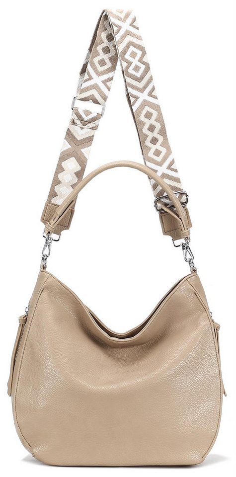 ITALYSHOP24 Schultertasche DAMEN TASCHE SHOPPER Hobo Cross Over Bag Reisetasche Umhängetasche, LEDER OPTIK Beuteltasche Cross body für Schule Reise Freizeit Urlaub von ITALYSHOP24