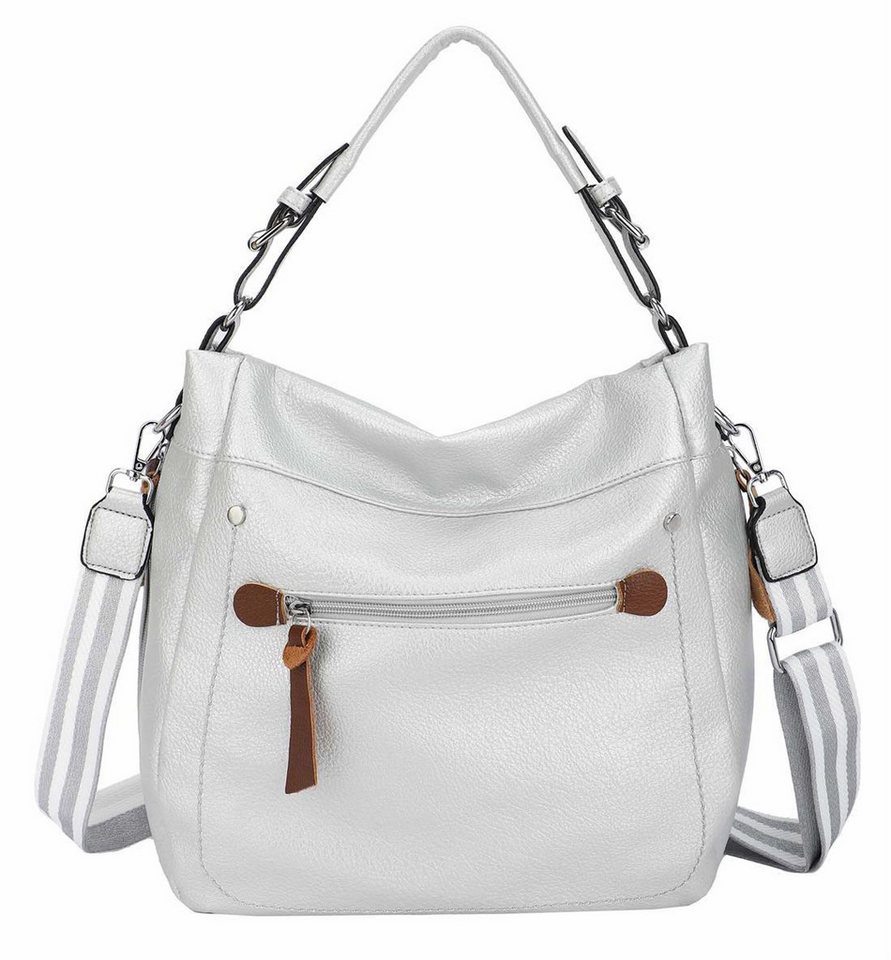 ITALYSHOP24 Schultertasche Damen Tasche Shopper Hobo-Bag Handtasche CrossOver, als Shopper, Umhängetasche, Crossbag tragbar von ITALYSHOP24