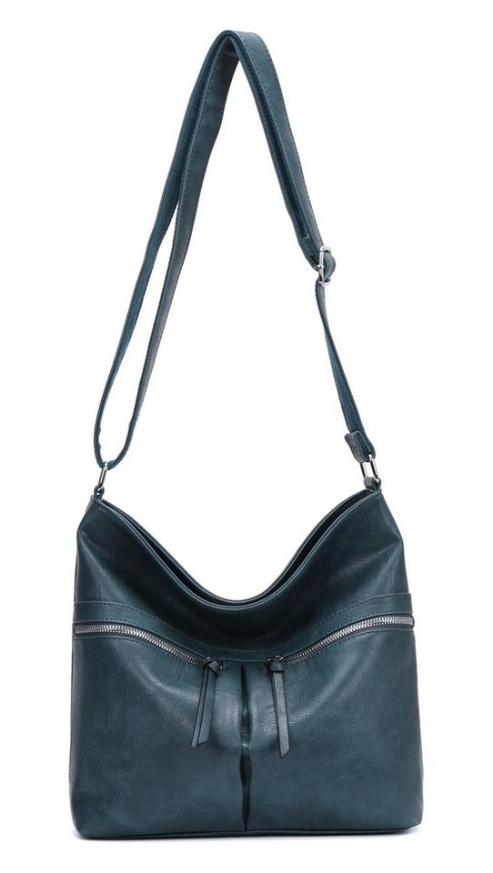 ITALYSHOP24 Schultertasche Damen Tasche Shopper Umhängetasche CrossOver Handtasche Reisetasche, Hobo Bag Crossbody City Bag Beuteltasche Freizeit Leder Optik Urlaub von ITALYSHOP24