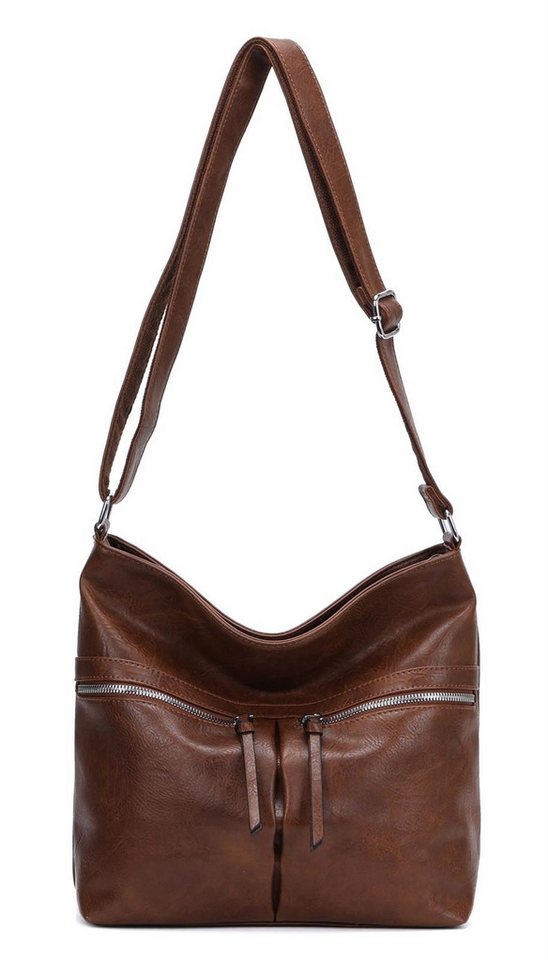 ITALYSHOP24 Schultertasche Damen Tasche Shopper Umhängetasche CrossOver Handtasche Reisetasche, Hobo Bag Crossbody City Bag Beuteltasche Freizeit Leder Optik Urlaub von ITALYSHOP24