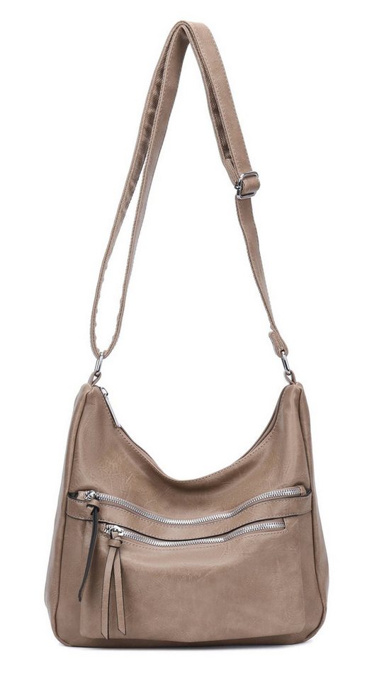ITALYSHOP24 Schultertasche Damen Tasche Shopper Umhängetasche Crossbody Handtasche City Bag Reise, Hobo Bag CrossOver Henkeltasche Freizeit Damentasche Leder Optik von ITALYSHOP24