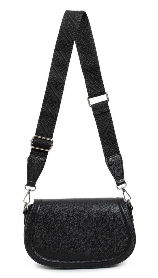 ITALYSHOP24 Schultertasche Damen Tasche Umhängetasche Bodybag Brusttasche Crossover Handytasche (Tasche mit einem breitem Muster Stoffgurt/Umhängeband), Crossbody Handtasche Muster Taschengurt Leder Optik Freizeit Reise von ITALYSHOP24