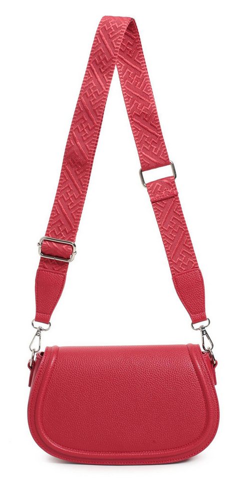 ITALYSHOP24 Schultertasche Damen Tasche Umhängetasche Bodybag Brusttasche Crossover Handytasche (Tasche mit einem breitem Muster Stoffgurt/Umhängeband), Crossbody Handtasche Muster Taschengurt Leder Optik Freizeit Reise von ITALYSHOP24