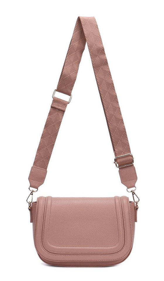 ITALYSHOP24 Schultertasche Damen Tasche Umhängetasche Bodybag Brusttasche Crossover Handytasche (Tasche mit einem breitem Muster Stoffgurt/Umhängeband), Crossbody Handtasche Muster Taschengurt Leder Optik Freizeit Reise von ITALYSHOP24