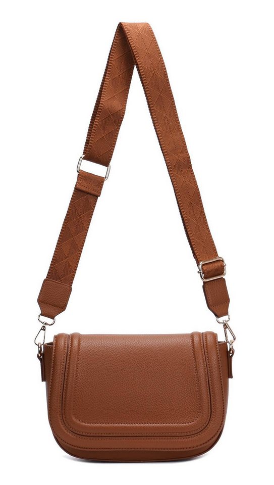 ITALYSHOP24 Schultertasche Damen Tasche Umhängetasche Bodybag Brusttasche Crossover Handytasche (Tasche mit einem breitem Muster Stoffgurt/Umhängeband), Crossbody Handtasche Muster Taschengurt Leder Optik Freizeit Reise von ITALYSHOP24