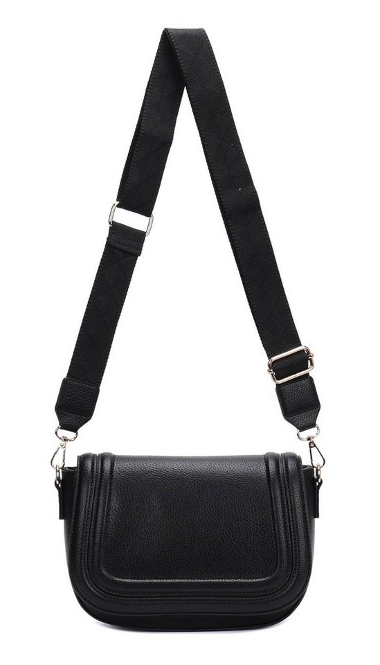 ITALYSHOP24 Schultertasche Damen Tasche Umhängetasche Bodybag Brusttasche Crossover Handytasche (Tasche mit einem breitem Muster Stoffgurt/Umhängeband), Crossbody Handtasche Muster Taschengurt Leder Optik Freizeit Reise von ITALYSHOP24