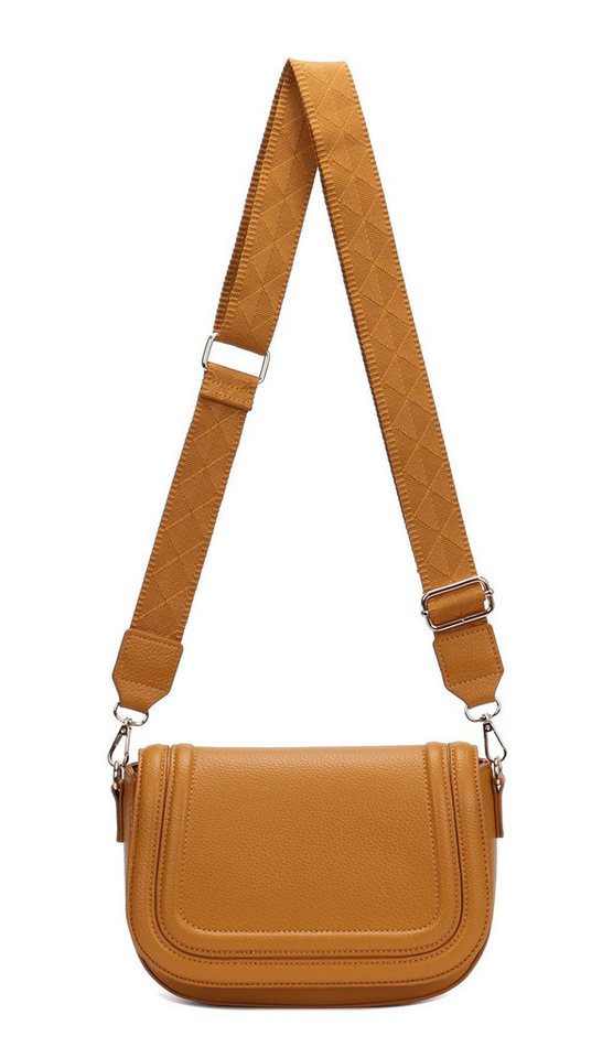 ITALYSHOP24 Schultertasche Damen Tasche Umhängetasche Bodybag Brusttasche Crossover Handytasche (Tasche mit einem breitem Muster Stoffgurt/Umhängeband), Crossbody Handtasche Muster Taschengurt Leder Optik Freizeit Reise von ITALYSHOP24