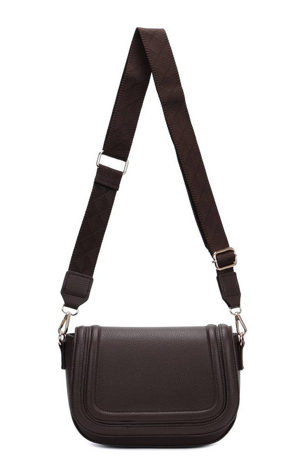 ITALYSHOP24 Schultertasche Damen Tasche Umhängetasche Bodybag Brusttasche Crossover Handytasche (Tasche mit einem breitem Muster Stoffgurt/Umhängeband), Crossbody Handtasche Muster Taschengurt Leder Optik Freizeit Reise von ITALYSHOP24