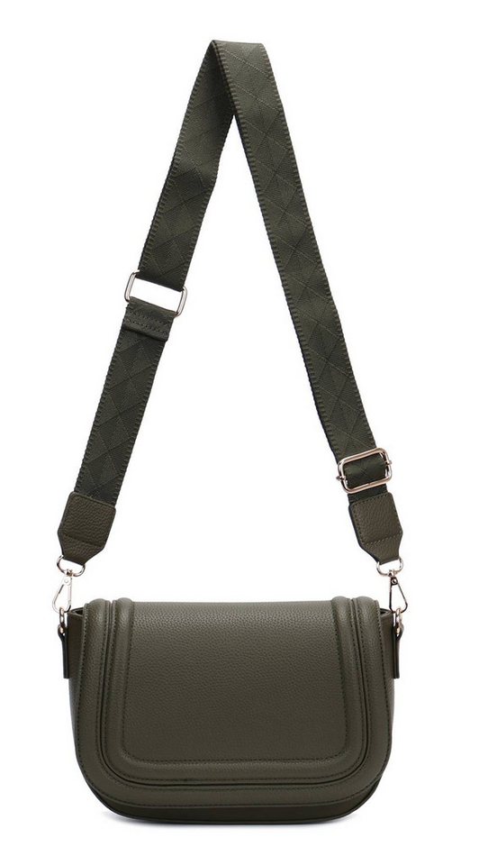 ITALYSHOP24 Schultertasche Damen Tasche Umhängetasche Bodybag Brusttasche Crossover Handytasche (Tasche mit einem breitem Muster Stoffgurt/Umhängeband), Crossbody Handtasche Muster Taschengurt Leder Optik Freizeit Reise von ITALYSHOP24