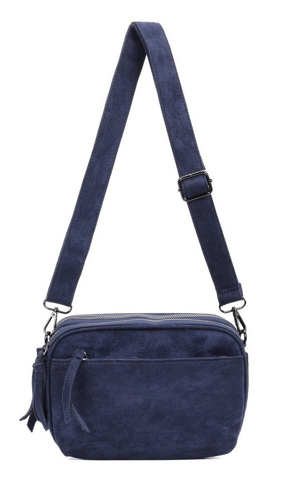 ITALYSHOP24 Schultertasche Damen Tasche Umhängetasche Brusttasche Veganes Wildleder CrossOver (Spar-Set Clutch-Tasche mit 3 Fächern, einem breitem Stoffgurt/Umhängeband, Wildleder Optik), Stoff Tasche LEO Body Bag Vintage Velours Abendtasche Henkeltasche von ITALYSHOP24