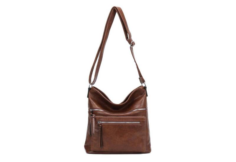 ITALYSHOP24 Schultertasche Damen Tasche Umhängetasche Shopper CrossOver Handtasche Henkeltasche, Hobo Bag Freizeit Damentasche Crossbody Reise City Bag Leder Optik von ITALYSHOP24