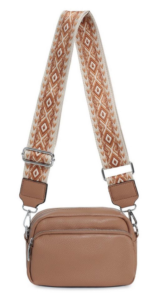 ITALYSHOP24 Schultertasche Damen Umhängetasche Bodybag Muster Gürtel Brusttasche Crossover Reise (Tasche mit einem breitem Muster Stoffgurt/Umhängeband), Crossbody Handtasche Schmucktasche Handytasche Hüfttasche Freizeit von ITALYSHOP24