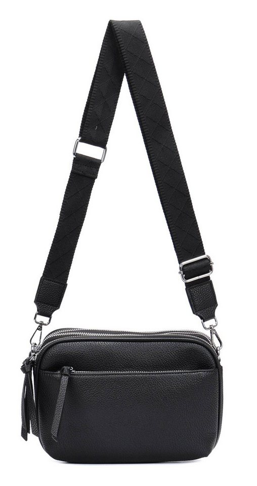 ITALYSHOP24 Schultertasche Damen Umhängetasche Brusttasche Cross Over Body Bag Handy Clutch (Spar-Set Clutch-Tasche mit einem breitem Muster Stoffgurt/Umhängeband, Leder Optik), viele Fächer, Freizeit Damentasche Reise Leder Optik Kosmetiktasche von ITALYSHOP24