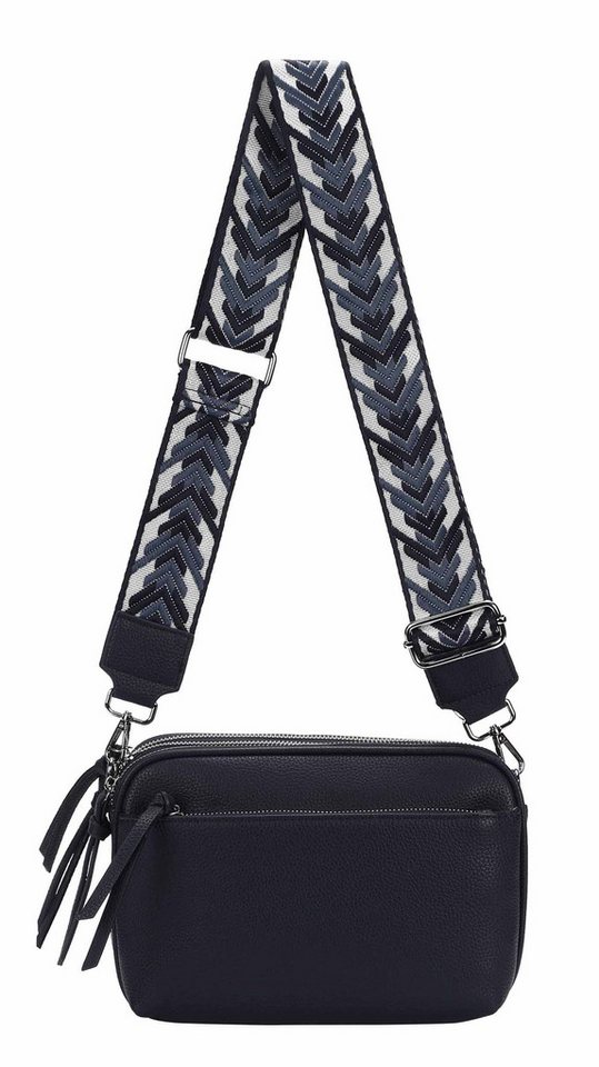 ITALYSHOP24 Schultertasche Damen Umhängetasche Brusttasche Cross Over Body Bag Handy Clutch (Spar-Set Clutch-Tasche mit einem breitem Muster Stoffgurt/Umhängeband, Leder Optik), viele Fächer, Freizeit Damentasche Reise Leder Optik Kosmetiktasche von ITALYSHOP24