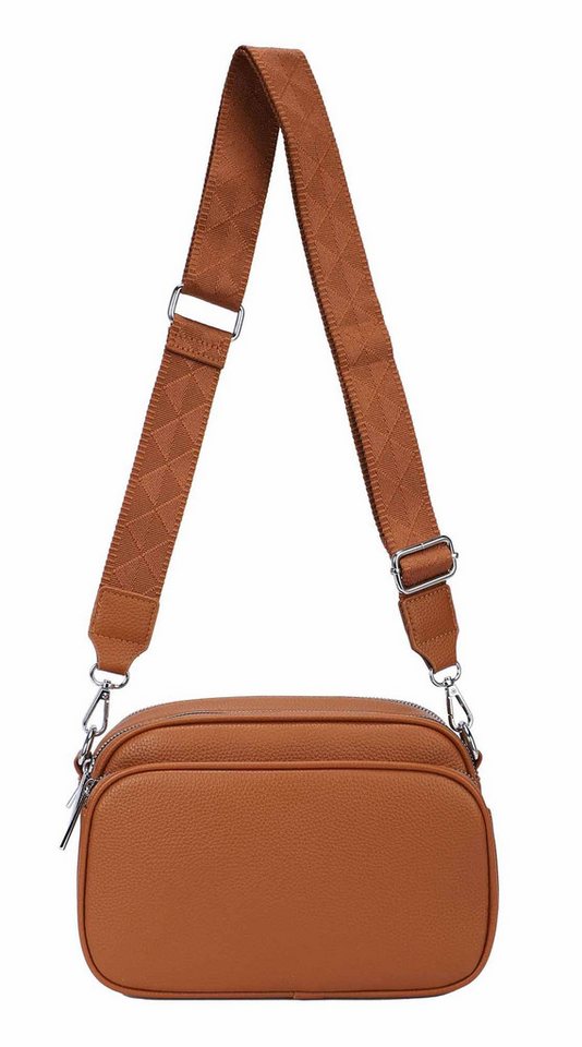 ITALYSHOP24 Schultertasche Damen Umhängetasche Brusttasche Cross Over Body Bag Handy Clutch (Spar-Set Clutch-Tasche mit einem breitem Muster Stoffgurt/Umhängeband, Leder Optik), viele Fächer, Freizeit Damentasche Reise Leder Optik Kosmetiktasche von ITALYSHOP24