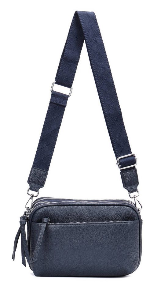 ITALYSHOP24 Schultertasche Damen Umhängetasche Brusttasche Cross Over Body Bag Handy Clutch (Spar-Set Clutch-Tasche mit einem breitem Muster Stoffgurt/Umhängeband, Leder Optik), viele Fächer, Freizeit Damentasche Reise Leder Optik Kosmetiktasche von ITALYSHOP24