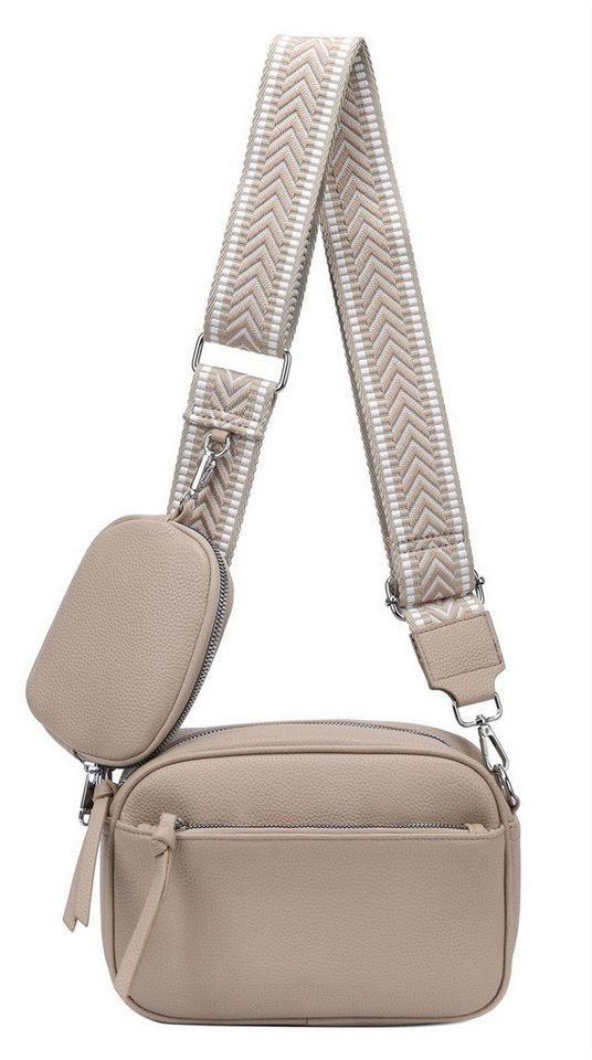 ITALYSHOP24 Schultertasche Damen Umhängetasche Brusttasche Shopper CrossOver Handtasche Crossbody (Spar-Set Clutch-Tasche mit einem breitem Muster Stoffgurt/Umhängeband, Leder Optik), Freizeit Damentasche Kosmetiktasche City Bag Henkeltasche Leder Optik von ITALYSHOP24