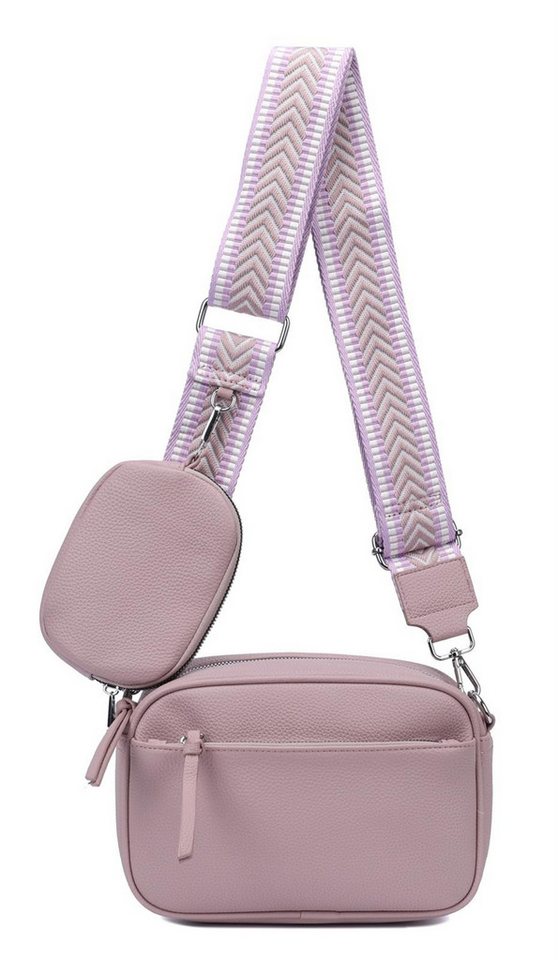 ITALYSHOP24 Schultertasche Damen Umhängetasche Brusttasche Shopper CrossOver Handtasche Crossbody (Spar-Set Clutch-Tasche mit einem breitem Muster Stoffgurt/Umhängeband, Leder Optik), Freizeit Damentasche Kosmetiktasche City Bag Henkeltasche Leder Optik von ITALYSHOP24