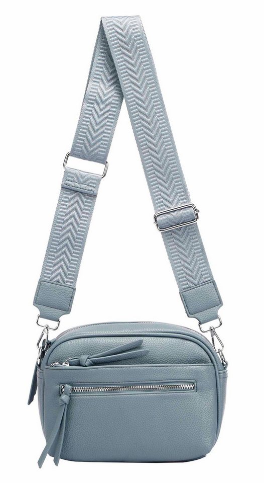 ITALYSHOP24 Schultertasche Damen Umhängetasche Brusttasche Shopper CrossOver Handtasche Crossbody (Spar-Set Clutch-Tasche mit einem breitem Muster Stoffgurt/Umhängeband, Leder Optik), Freizeit Damentasche Kosmetiktasche City Bag Henkeltasche Leder Optik von ITALYSHOP24