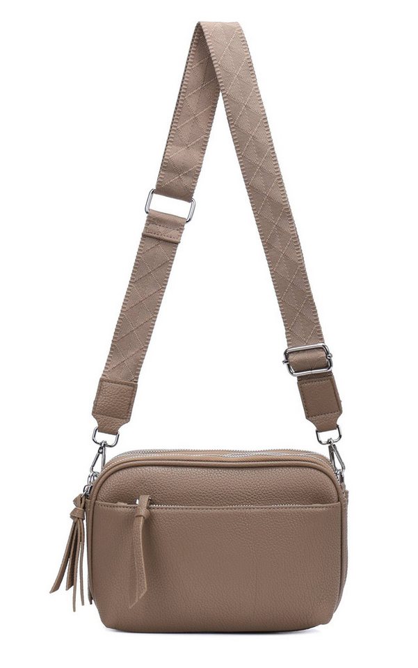 ITALYSHOP24 Schultertasche Damen Umhängetasche Brusttasche Shopper CrossOver Handtasche Crossbody (Spar-Set Clutch-Tasche mit einem breitem Muster Stoffgurt/Umhängeband, Leder Optik), Freizeit Damentasche Kosmetiktasche City Bag Henkeltasche Leder Optik von ITALYSHOP24