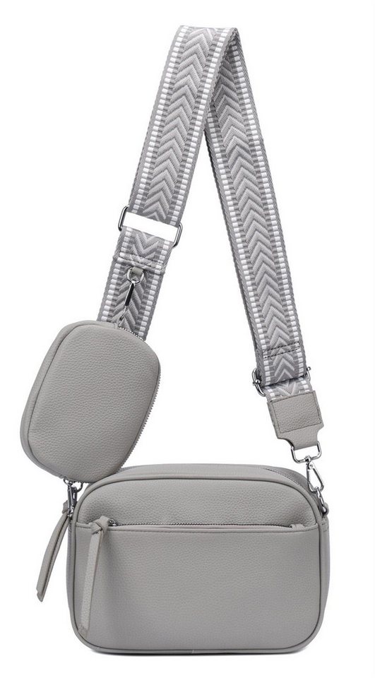 ITALYSHOP24 Schultertasche Damen Umhängetasche Brusttasche Shopper CrossOver Handtasche Crossbody (Spar-Set Clutch-Tasche mit einem breitem Muster Stoffgurt/Umhängeband, Leder Optik), Freizeit Damentasche Kosmetiktasche City Bag Henkeltasche Leder Optik von ITALYSHOP24