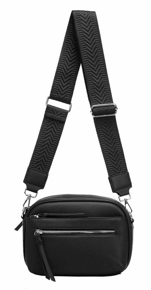 ITALYSHOP24 Schultertasche Damen Umhängetasche Brusttasche Shopper CrossOver Handtasche Crossbody (Spar-Set Clutch-Tasche mit einem breitem Muster Stoffgurt/Umhängeband, Leder Optik), Freizeit Damentasche Kosmetiktasche City Bag Henkeltasche Leder Optik von ITALYSHOP24